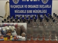 Bodrum’da yakalanan kaçak içki ve tütün ürünleri imha edildi