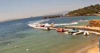Bodrum'da, 1'i ağır 3 kişinin yaralandığı su sporları kazası güvenlik kamerasında